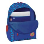 Safta Cars Zaino per laptop fino a 14,1" - Interno imbottito - Tasca frontale - Tasca portabottiglie - Doppia maniglia - Spallacci ergonomici - Maniglia superiore - 310x130x430mm - Colore blu - immagine 4