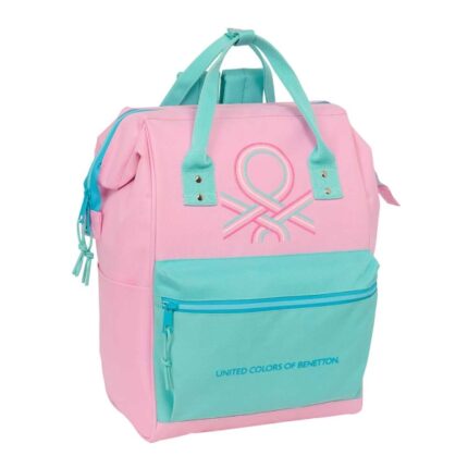 Safta Benetton Dolce Zaino per laptop fino a 13" - Tasca con cerniera - Manici superiori - Scomparti multipli - Doppia maniglia - 270x190x400 mm - Colore rosa pastello
