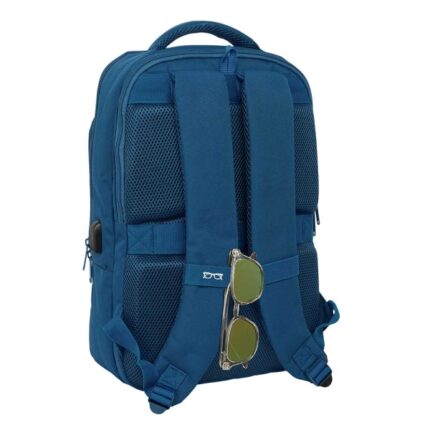 6" - Connettore USB - Schienale imbottito ergonomico - Portabottiglie - Tasca frontale - Doppia maniglia - 290x150x440mm - Colore blu navy