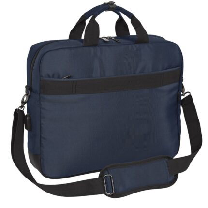 6" - Doppia maniglia - Connettore USB - Tasca nascosta - Tracolla regolabile - Manici rivestiti - Cinghia per valigie - 410x90x330mm - Colore blu navy