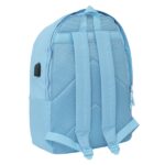 6" - Alloggiamento antifurto - Connettore USB - Base imbottita - Tasca frontale - Spallacci ergonomici - 310x180x440mm - Colore azzurro