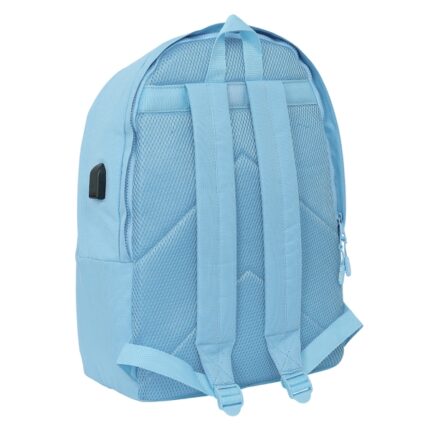 6" - Alloggiamento antifurto - Connettore USB - Base imbottita - Tasca frontale - Spallacci ergonomici - 310x180x440mm - Colore azzurro