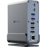 Leotec LEDS06 Docking Station USB C 15 in 1 - 2x HDMI 4K + DisplayPort - Power Delivery 100W - Ethernet Gigabit - 5x USB + USB C - Lettore SD e MicroSD - Jack 3