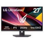Monitor LG UltraGear 27" IPS QHD 200Hz HDR400 FreeSync Premium - Risposta 1 ms - Regolabile in altezza