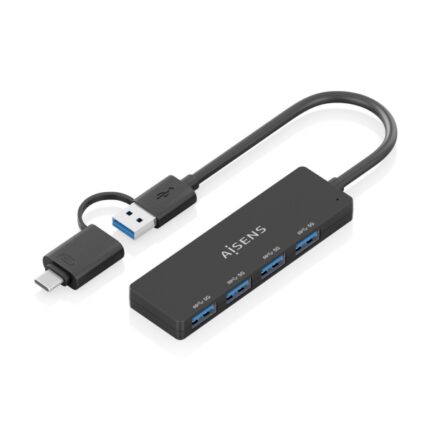 Hub USB 3.1 USB-A/USB-C Aisens - 4xUSB-A - 15 cm - Colore nero