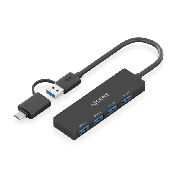 Hub USB 3.1 USB-A/USB-C Aisens - 4xUSB-A - 15 cm - Colore nero Hub USB 3.1 USB-A/USB-C Aisens - 4xUSB-A - 15 cm - Colore nero