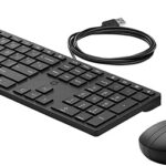 HP 320MK Combo Tastiera e mouse USB - Tastiera compatta a 3 zone - Tasti silenziosi - LED indicatore di blocco - Mouse ottico 1000 DPI con 3 pulsanti - Plug & Play - Colore nero