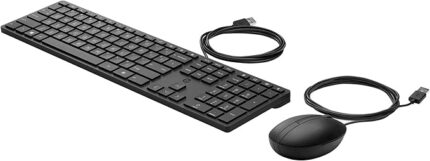HP 320MK Combo Tastiera e mouse USB - Tastiera compatta a 3 zone - Tasti silenziosi - LED indicatore di blocco - Mouse ottico 1000 DPI con 3 pulsanti - Plug & Play - Colore nero