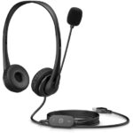Cuffie HP G2 Stereo USB con microfono a cancellazione di rumore - Archetto regolabile - Cuscinetti in PU Leather per un uso prolungato - Controllo sul cavo - Colore nero