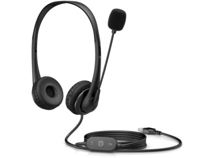 Cuffie HP G2 Stereo USB con microfono a cancellazione di rumore - Archetto regolabile - Cuscinetti in PU Leather per un uso prolungato - Controllo sul cavo - Colore nero