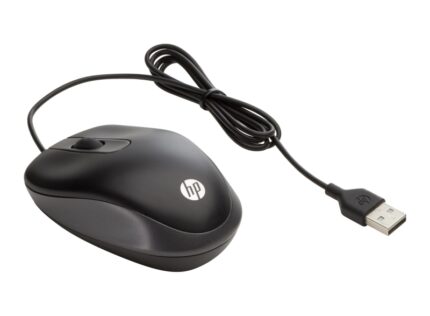Mouse USB HP Travel Mouse - 1000 DPI - Design ultraleggero e supercompatto per viaggiare - 2 pulsanti + rotellina di scorrimento - Ambidestro - Colore nero