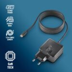 NGS GAN 45W‑C Caricatore da muro GaN 45W - USB‑C - PD3.0 PPS - Ricarica intelligente per laptop/tablet/smartphone - Protezione da sovraccarico e cortocircuiti - Cavo da 1