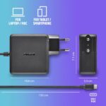 NGS GAN 100W‑C Caricatore da muro GaN 100W - USB‑C - PD3.0 PPS - Ricarica intelligente per laptop/tablet/smartphone - Protezione da sovraccarico e cortocircuiti - Cavo da 1,5 m - Colore nero - immagine 4