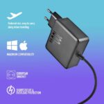 NGS GAN 100W‑C Caricatore da muro GaN 100W - USB‑C - PD3.0 PPS - Ricarica intelligente per laptop/tablet/smartphone - Protezione da sovraccarico e cortocircuiti - Cavo da 1,5 m - Colore nero - immagine 5