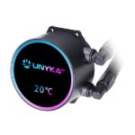 Unykach Aquastorm NEO 360 Kit di raffreddamento a liquido - 3 ventole da 120 mm - Illuminazione RGB - Visualizzazione della temperatura della CPU - Tubo da 38 mm - immagine 3