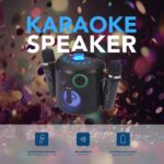 Daewoo DW3008 Altoparlante karaoke portatile Bluetooth 5.4 da 15 W - 2 microfoni wireless - Luci LED - Radio FM - USB/SD/Aux - Batteria 1800 mAh - Ricarica USB‑C - Maniglia per il trasporto e supporto per cellulare - Colore nero - immagine 5