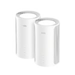 Cudy BE11000 Confezione da 2 sistemi WiFi 7 Mesh 2.5G tri-band - Tecnologia MLO - Server e client VPN - Ethernet 2.5Gbps - fino a 200 dispositivi - Controllo cloud con app - 116x202 mm - Colore bianco