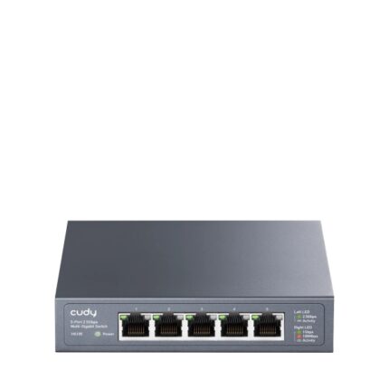 Cudy Switch non gestito a 5 porte RJ45 - Capacità di commutazione 25 Gbps - Indicatori LED - Funzione di monitoraggio IGMP - Prevenzione dei loop - 119 x 85 x 28 mm - Colore nero
