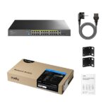 Cudy Switch 28 porte - Capacità di commutazione 56 Gbps - 24x RJ45 PoE+ - 2x RJ45 GbE - 2x Gigabit SFP - Riavvio automatico - Indicatori LED - 440x180x44 mm - Colore nero - immagine 2