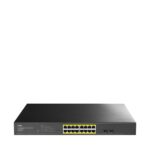 Switch gestito Cudy a 18 porte - Capacità di commutazione 36 Gbps - 16x RJ45 PoE+ - 2x Gigabit SFP - Riavvio automatico - Monitoraggio IGMP - Prevenzione loop - 440x220x44 mm - Colore nero