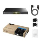 Switch gestito Cudy a 18 porte - Capacità di commutazione 36 Gbps - 16x RJ45 PoE+ - 2x Gigabit SFP - Riavvio automatico - Monitoraggio IGMP - Prevenzione loop - 440x220x44 mm - Colore nero - immagine 2