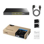 Cudy Switch 28 porte - Capacità di commutazione 56 Gbps - 24x RJ45 PoE+ - 2x RJ45 GbE - 2x Gigabit SFP - Riavvio automatico - Monitoraggio IGMP - Prevenzione loop - 440x220x44 mm - Colore nero - immagine 2