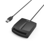 Hama Lettore di carte intelligenti DNI singolo - Indicatore LED - Cavo USB-A integrato - Adattatore USB-C - Colore nero - immagine 2