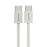 Cavo USB-C maschio Hama Fabric - Potenza massima 60 W - Lunghezza 1 m - Nylon - Velocità fino a 480 Mbps - Schermato - Colore beige