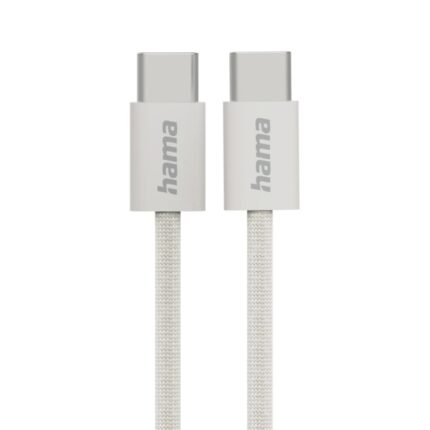 Cavo USB-C maschio Hama Fabric - Potenza massima 60 W - Lunghezza 1 m - Nylon - Velocità fino a 480 Mbps - Schermato - Colore beige
