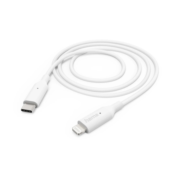 Cavo di ricarica Hama - USB-C maschio - Lightning - Lunghezza 1 m - Velocità fino a 480 Mbps - Nichelato - Colore bianco Cavo di ricarica Hama - USB-C maschio - Lightning - Lunghezza 1 m - Velocità fino a 480 Mbps - Nichelato - Colore bianco