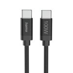 Cavo USB-C maschio Hama Fabric - Potenza massima 100 W - Lunghezza 3 m - Nylon - Velocità fino a 480 Mbps - Doppia schermatura - Colore nero