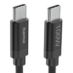 Cavo USB-C maschio Hama Fabric - Potenza massima 100 W - Lunghezza 3 m - Nylon - Velocità fino a 480 Mbps - Doppia schermatura - Colore nero - immagine 3