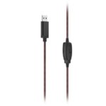 Hama Hs-USB400 V2 Cuffie con microfono omnidirezionale - Cavo da 2 m - Archetto regolabile - Cuscinetti in rete - Colore nero e rosso - immagine 2