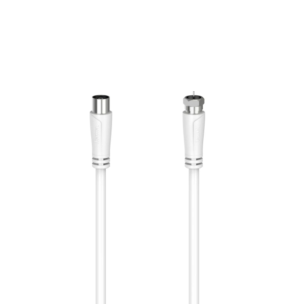 Cavo coassiale per antenna Hama Essential - Lunghezza 3 m - Coassiale femmina - Connettore F maschio - Doppia schermatura - Schermatura 90 dB - Impedenza 75 Ohm - Colore bianco Cavo coassiale per antenna Hama Essential - Lunghezza 3 m - Coassiale femmina - Connettore F maschio - Doppia schermatura - Schermatura 90 dB - Impedenza 75 Ohm - Colore bianco
