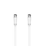 Cavo coassiale per antenna Hama Essential - Lunghezza 3 m - Connettore F maschio - Doppia schermatura - Schermatura 90 dB - Impedenza 75 Ohm - Colore bianco