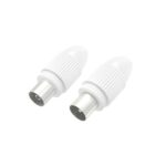 Hama Essential Set di connettori coassiali - Maschio e femmina - Adatto per cavi tra 5 e 7 mm - Fissaggio con pinza - Colore bianco