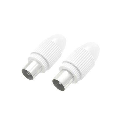 Hama Essential Set di connettori coassiali - Maschio e femmina - Adatto per cavi tra 5 e 7 mm - Fissaggio con pinza - Colore bianco
