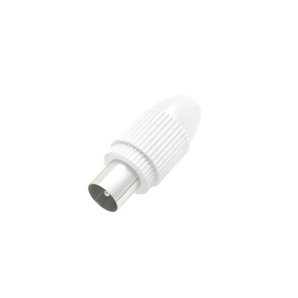 Hama Essential Connettore coassiale maschio - Adatto per cavi tra 5 e 7 mm - Fissaggio con pinza - Colore bianco