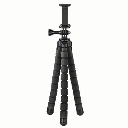 Hama Flex Treppiede per smartphone e videocamera sportiva - Peso massimo 300 g - Pieghevole - Altezza regolabile fino a 26 cm - Plastica - Colore nero