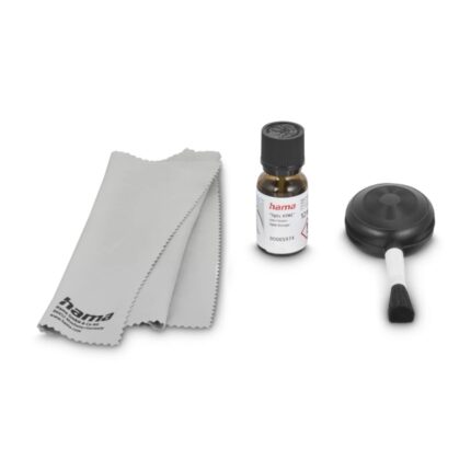 Hama Wet Set di pulizia per fotocamere - Pennello soffiatore - Panno in microfibra - Detergente liquido - Borsa inclusa