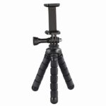 Hama Flex Treppiede per smartphone e videocamera sportiva - Pieghevole - Altezza regolabile fino a 14 cm - Peso massimo 4 kg - Alluminio - Colore nero