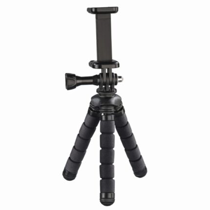 Hama Flex Treppiede per smartphone e videocamera sportiva - Pieghevole - Altezza regolabile fino a 14 cm - Peso massimo 4 kg - Alluminio - Colore nero
