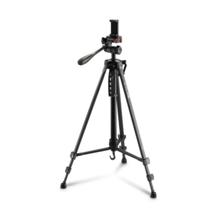 Hama Star 153 3D Treppiede per fotocamera e smartphone - Peso max 990 g - Altezza regolabile fino a 153 cm - Manovella nella colonna centrale - Alluminio - Testa a 3 vie - Colore nero