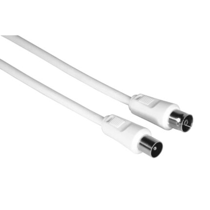 Cavo coassiale per antenna maschio/femmina Hama - Lunghezza 10 m - Doppia schermatura - Schermatura 75 dB - Impedenza 75 Ohm - Colore bianco
