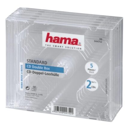 Hama Confezione da 5 custodie doppie vuote per CD/DVD - Polistirolo - 14x12