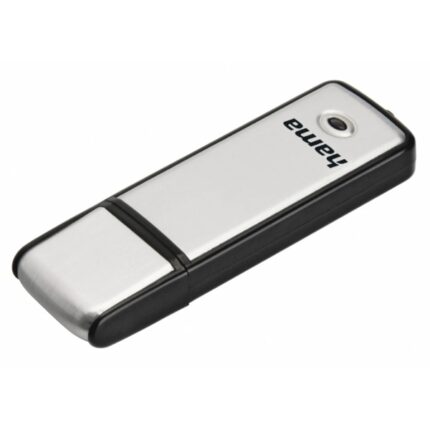 Hama Fancy Memoria Pendrive USB 2.0 con cappuccio - Capacità 128 GB - Trasferimento 15 Mb/s - Alluminio spazzolato - 20x66x8 mm - Colore nero e argento