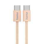 Cavo USB-C maschio Hama Fabric - Potenza massima 60 W - Lunghezza 1 m - Nylon - Velocità fino a 480 Mbps - Schermato - Colore arancione