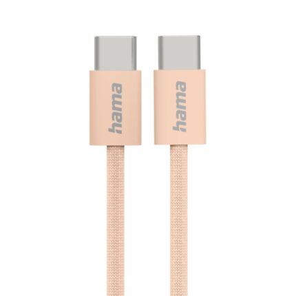 Cavo USB-C maschio Hama Fabric - Potenza massima 60 W - Lunghezza 1 m - Nylon - Velocità fino a 480 Mbps - Schermato - Colore arancione