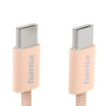 Cavo USB-C maschio Hama Fabric - Potenza massima 60 W - Lunghezza 1 m - Nylon - Velocità fino a 480 Mbps - Schermato - Colore arancione - immagine 3