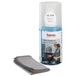 Detergente per schermi Hama - Capacità 200 ml - Panno in microfibra - Colore grigio
